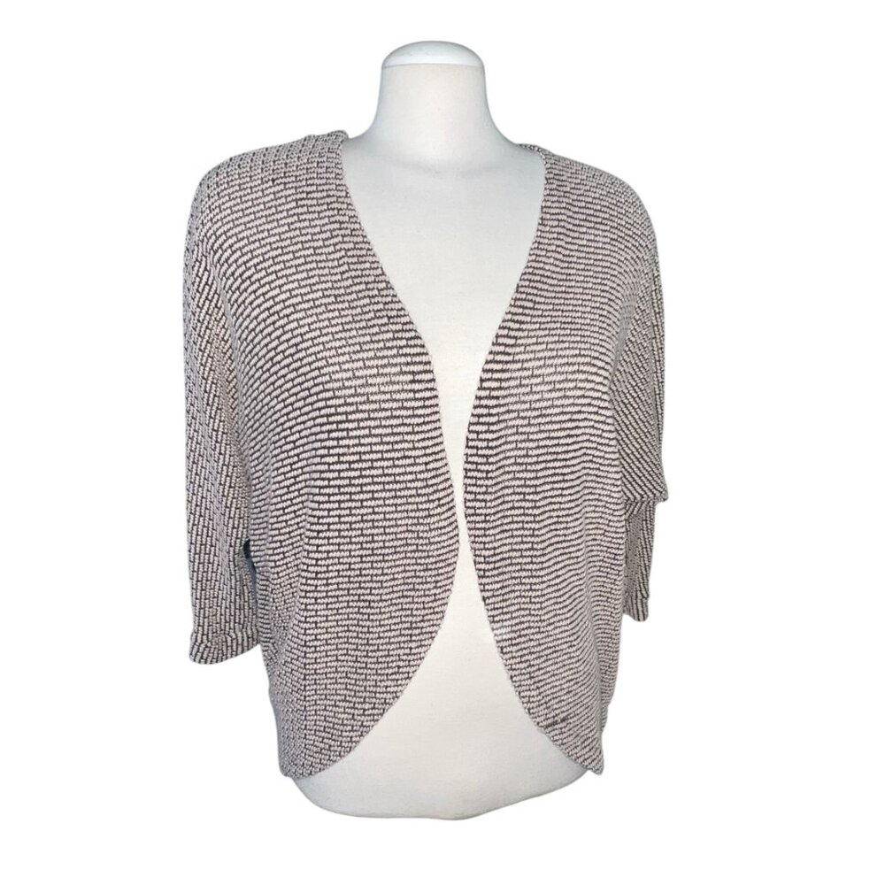 Forever 21 Womens Open-Front Knit Cardigan  Size Large Black & Beige Lightweight